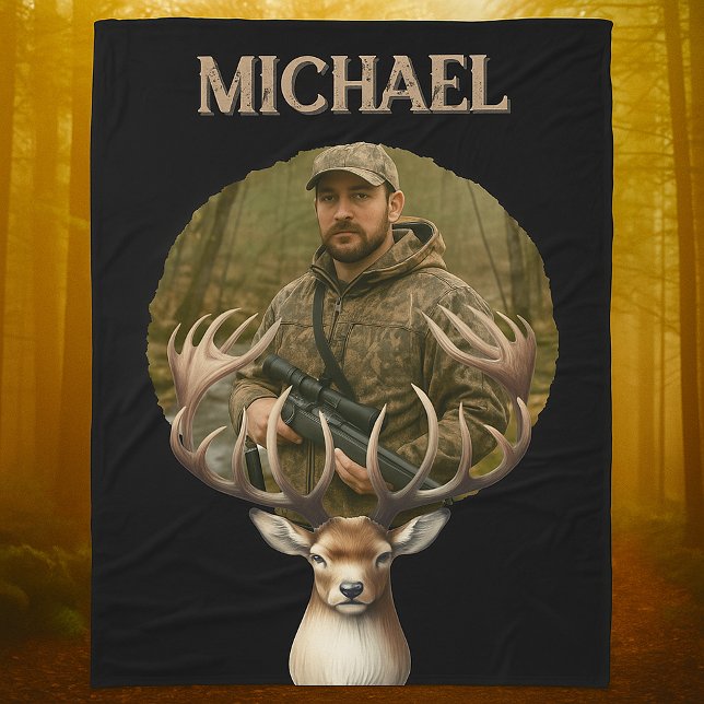 Manta Polar Deer Hunter Personalized Photo Camouflage Name (Subido por el creador)