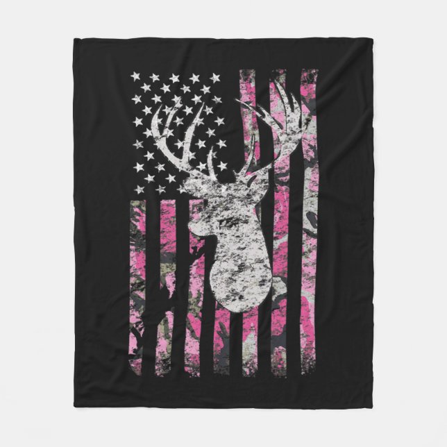 Manta Polar Deer Hunting Camo American Flag Pink Buck  (Anverso)