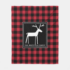 Manta Polar Deer Red Black Navidades Buffalo Nombre de la plac