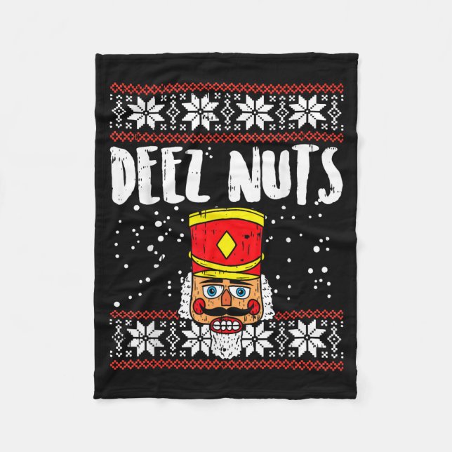 Manta Polar Deez Nuts Nutcracker Funny Ugly Christmas Sweater  (Anverso)