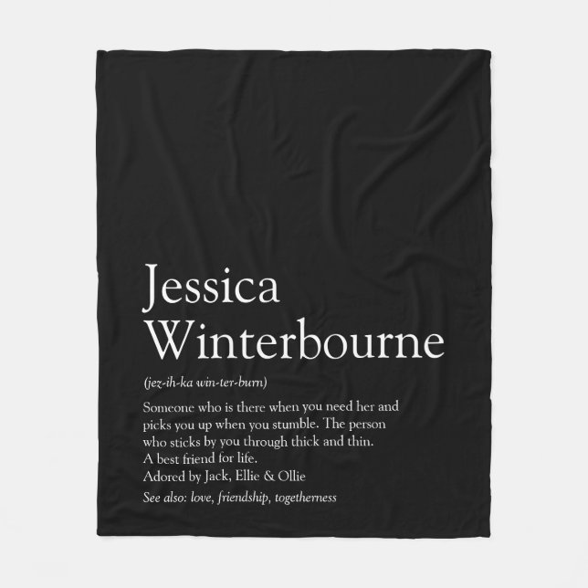 Manta Polar Definición BFF Personalizada en blanco y negro (Anverso)