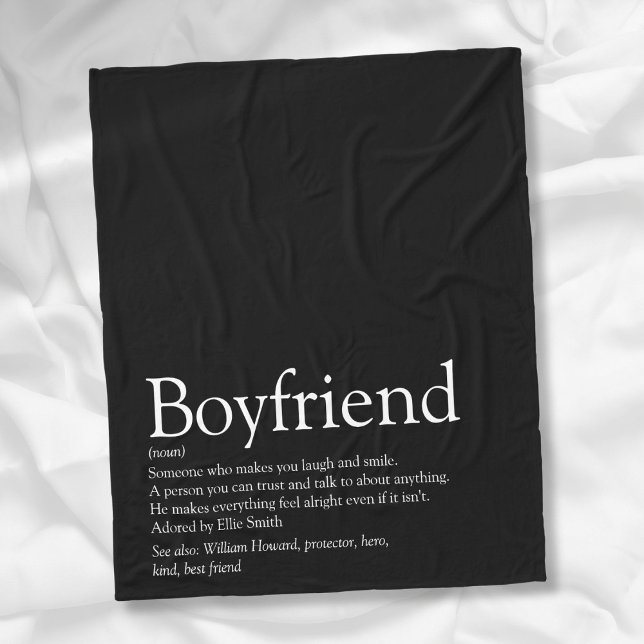 Manta Polar Definición de novio moderno simple en blanco y neg (Simple Modern Boyfriend Definition Black and White Fleece Blanket)