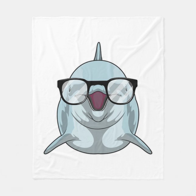 Manta Polar Delfín como nerd con lentes (Anverso)