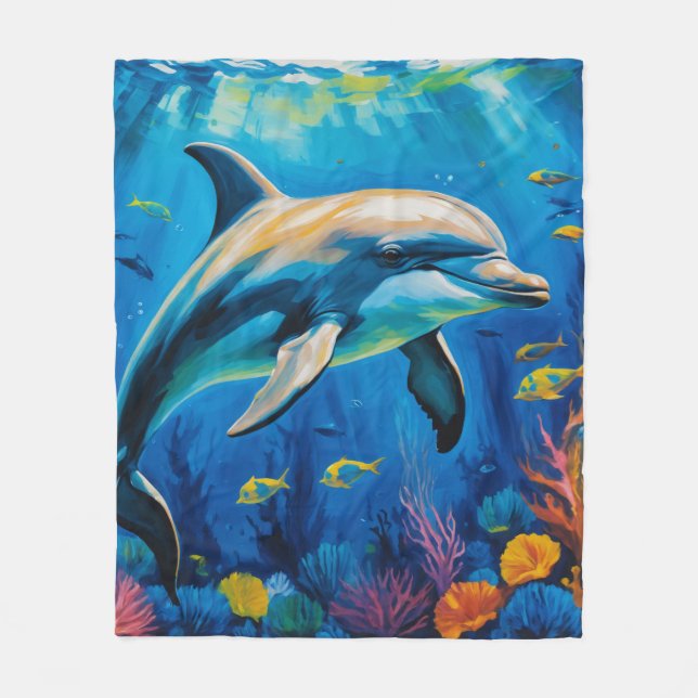 Manta Polar Delfín de pintura de aceite (Anverso)