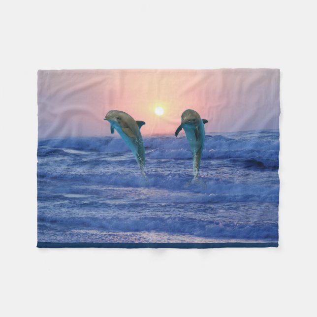 Manta Polar Delfín en botella al amanecer (Frente (Horizontal))