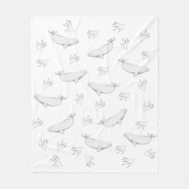 Manta Polar Delicadas ballenas Beluga y Ilustracion de maleza 