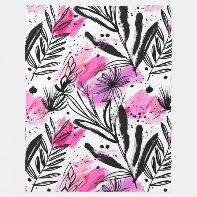 Manta Polar Delicado patrón de Petales Inky (Anverso)