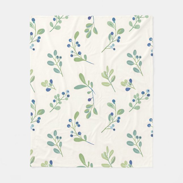 Manta Polar Delicate Blueberry Eucalyptus Pattern (Anverso)