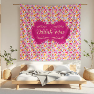 Manta Polar Delilah Mae Dainty Floral rosa y amarilla