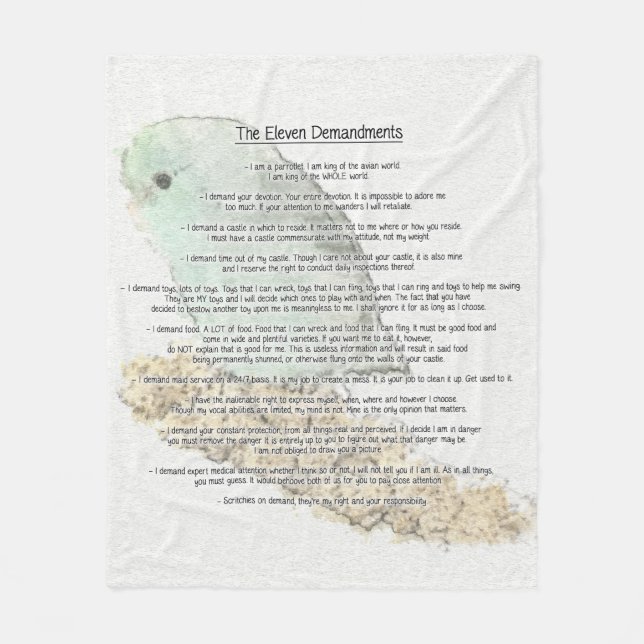 Manta Polar Demandments de Parrotlets once (Anverso)