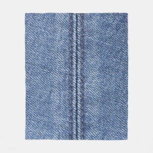 Manta Polar Denim Azul Macro, Textura De Cierre.