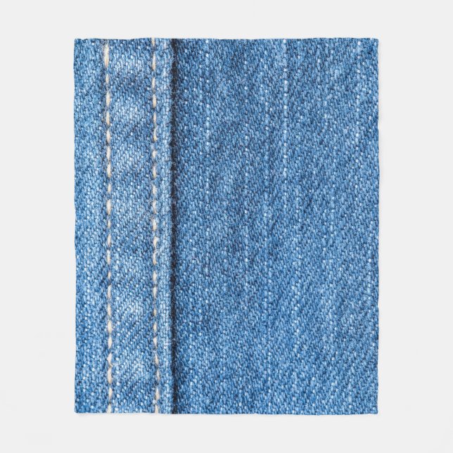 Manta Polar Denim Blue: Textura clásica de jeans. (Anverso)
