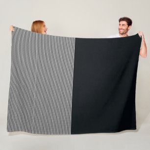 Manta Polar Denim De Carbón Y Líneas Horizontales, Gran Cama