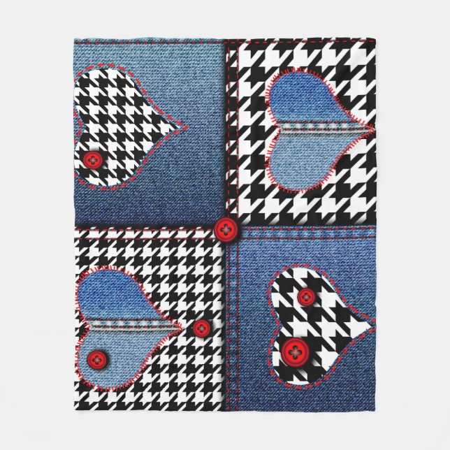 Manta Polar Denim Patchwork: Patrón de tela sin costura (Anverso)
