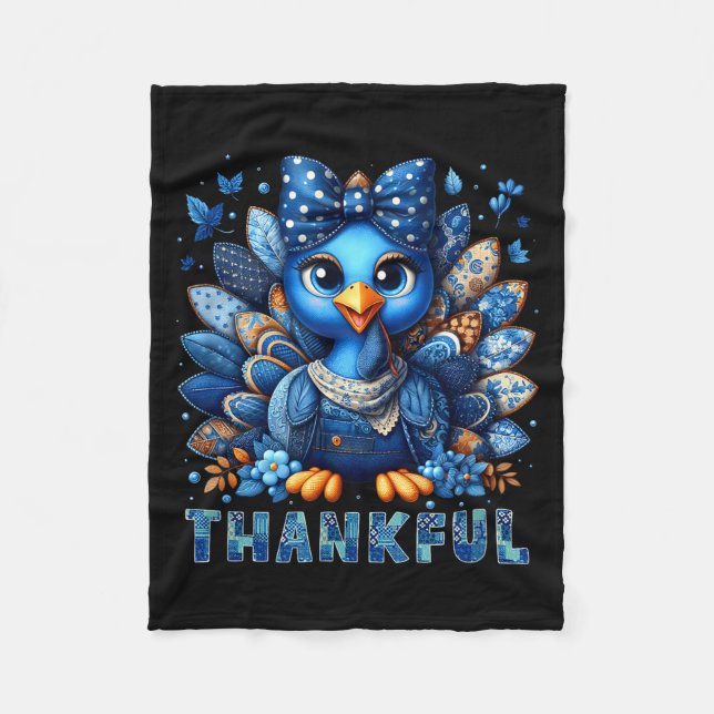 Manta Polar Denim Thankful Turkey Grandma Mama Mom Give Thanks (Anverso)