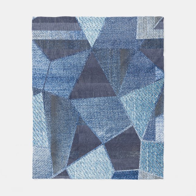 Manta Polar Denim Urban: Doloridos Parchwork a rayas. (Anverso)