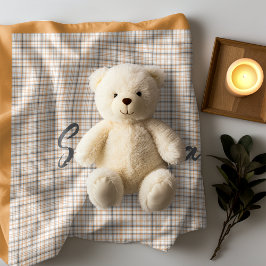 Manta Polar Denominación de color gris naranja tartán rústico