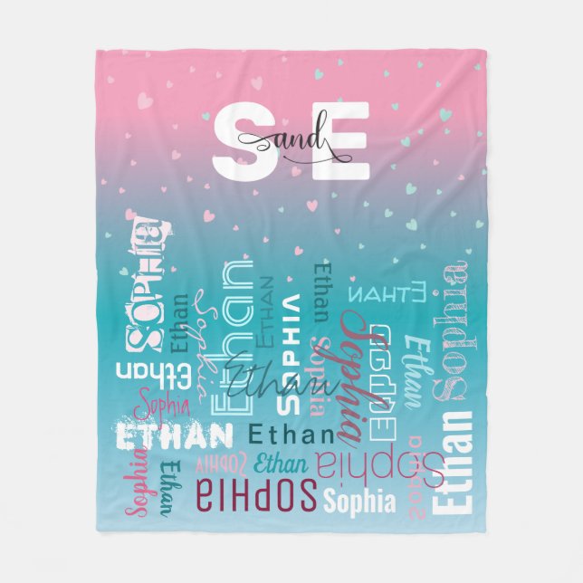 Manta Polar Denominación tipografía Chica niño azul rosa (Anverso)