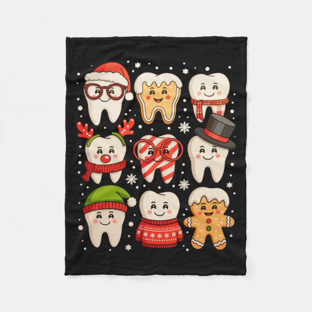 Manta Polar Dental Christmas Cute Teeth Dentist Santa Hat Xmas (Anverso)