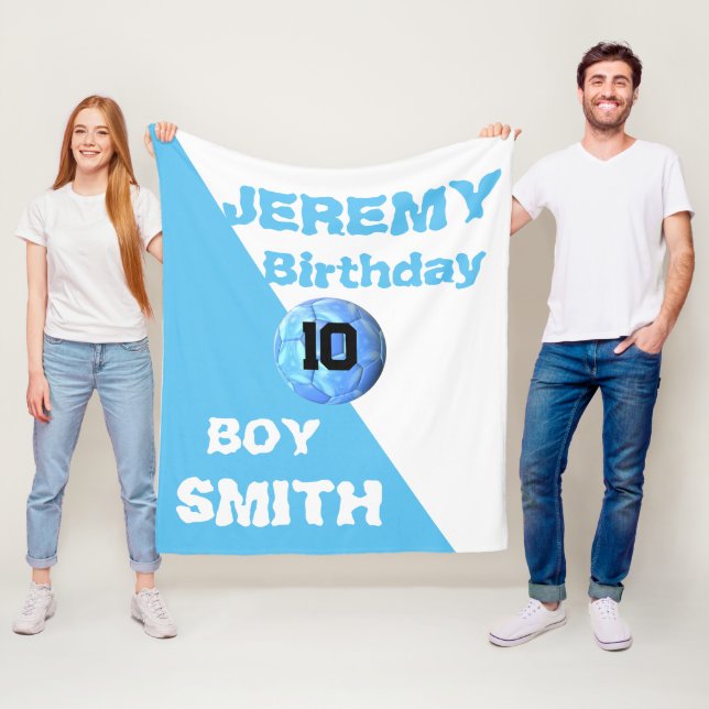 Manta Polar Deporte de cumpleaños de fútbol de nombre personal (In situ)