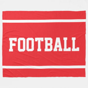 Manta Polar Deporte Divertido Fútbol Rayas Blancas Texto Rojo 