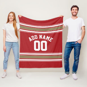 Manta Polar Deportes Jersey Red y Gold Strikes Número de nombr
