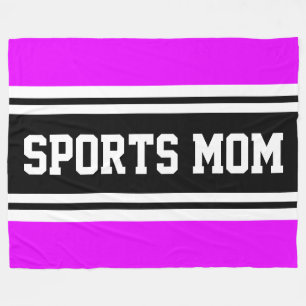 Manta Polar DEPORTES MOM Fun Athletic Pink Black Stripes Blanc
