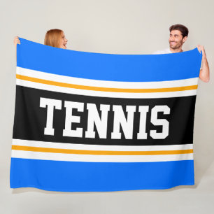 Manta Polar Deportiva Azul Brillante Naranja Negro TENIS Rayas