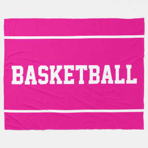Manta Polar Deportivo BASKETBALL Texto Blanco Rayas En Rosa In