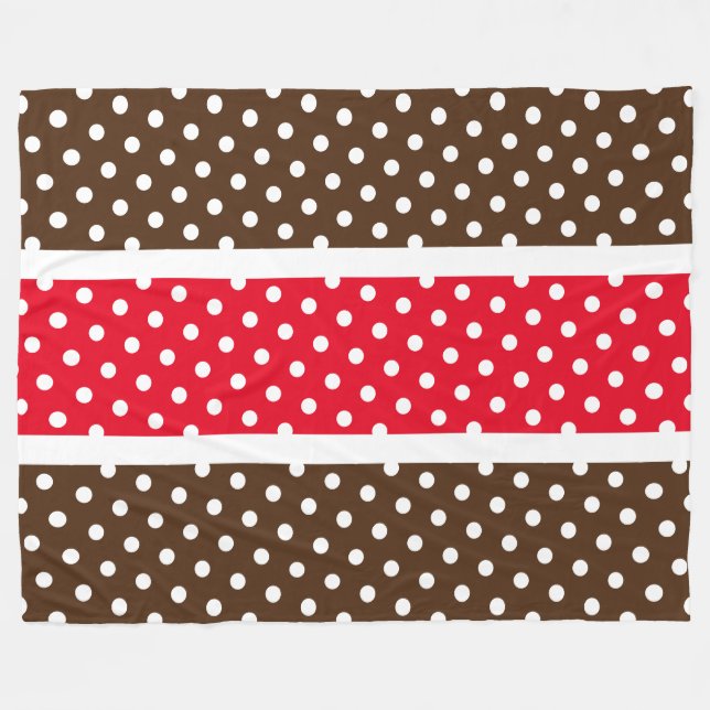 Manta Polar Deportivo Brillante Rojo Marrón Blanco Polka Dopes (Frente (Horizontal))