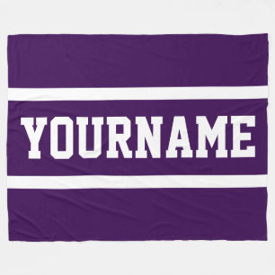 Manta Polar Deportivo Deep Purple Tu Nombre Texto Rayas Blanca