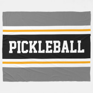 Manta Polar Deportivo Gris Negro Naranja PICKLEBALL Rayas de C