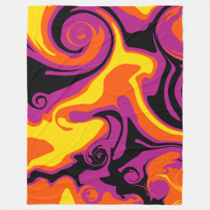 Manta Polar Derrame - Naranja, negro, rosa y amarillo