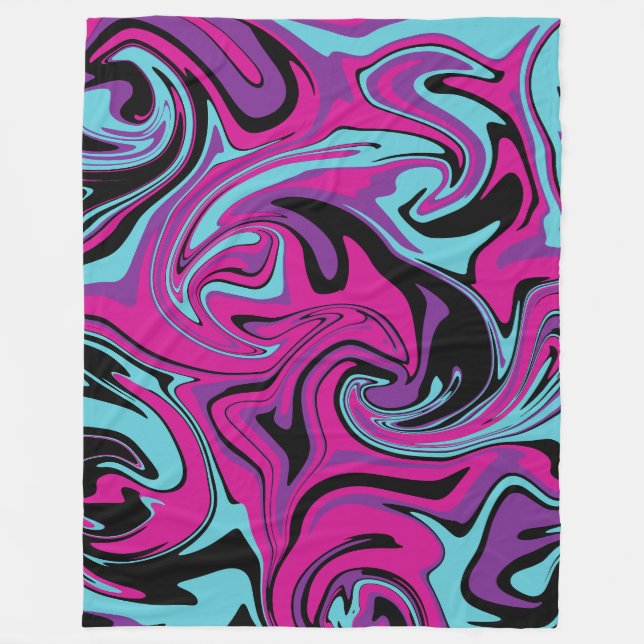 Manta Polar Derrame - rosa, púrpura, azul y negro (Anverso)