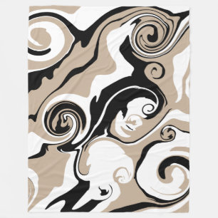 Manta Polar Derrame - Taupe, negro y blanco