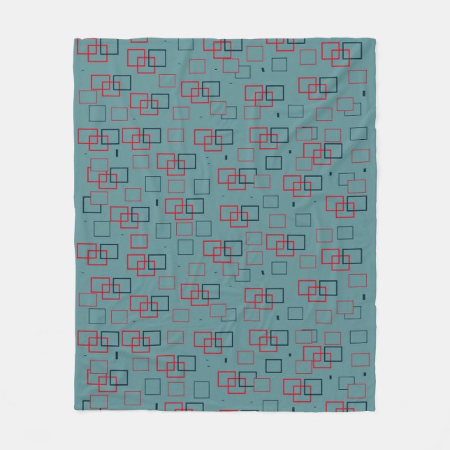 Manta Polar Descanso cuadrado rojo y Verde azulado (Anverso)