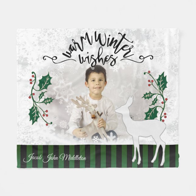 Manta Polar Deseos cálidos de invierno (Frente (Horizontal))