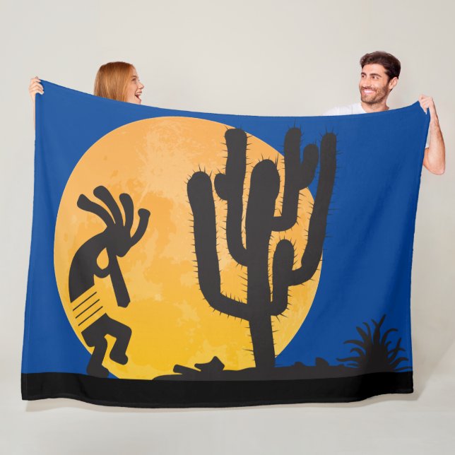Manta Polar Desert Petroglyph Kokopelli Fleece Blanket (In situ)
