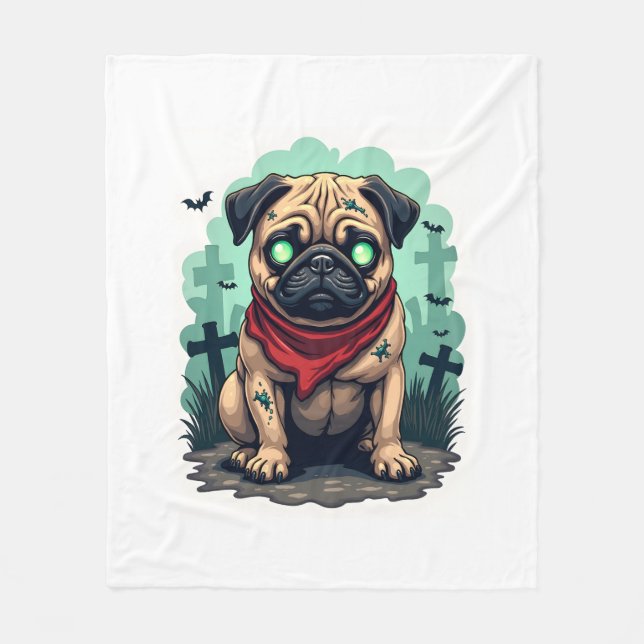 Manta Polar Desfile de Pug Zombie (Anverso)