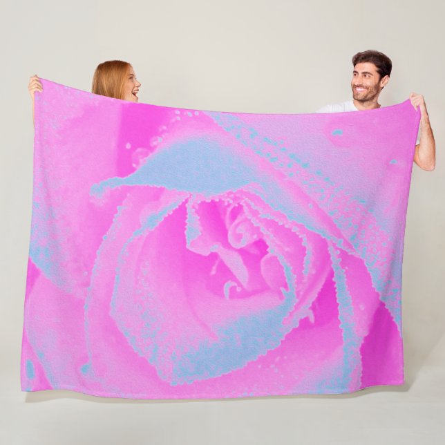 Manta Polar Detalle perfecto de Rosa rosa y azul claro (In situ)