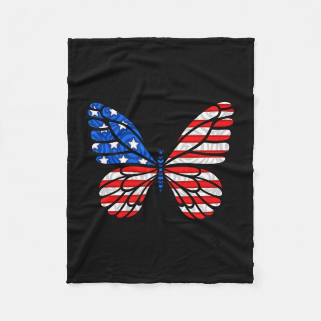 Manta Polar Día 4 de julio Bandera Estadounidense Mariposa (Anverso)