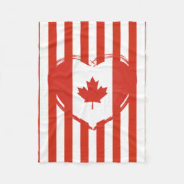 Manta Polar Día de Acción de Gracias Canadá – Corazón rojo y r