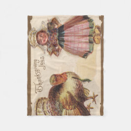 Manta Polar Día de Acción de Gracias Vintage, Turquía, Chica d