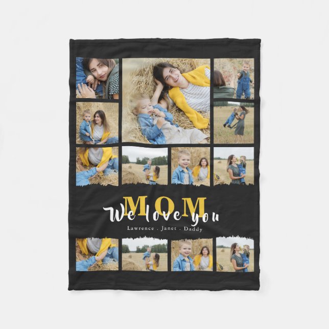 Manta Polar Día de la Madre de collage de fotos de la abuela n (Anverso)