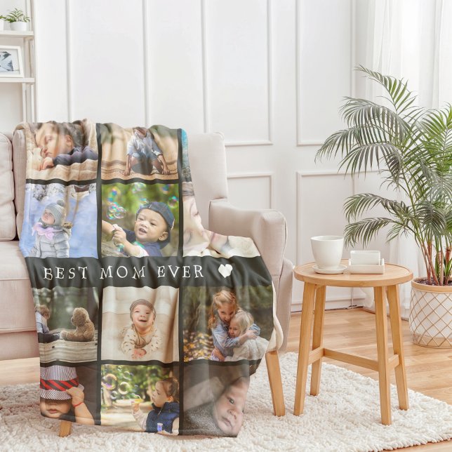 Manta Polar Día de la Madre de Collage de fotos Keepsake Best  (Keepsake Best Mom Ever Photo Collage Mothers Day Fleece Blanket)