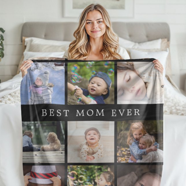 Manta Polar Día de la Madre de Collage de fotos Keepsake Best  (Keepsake Best Mom Ever Photo Collage Mothers Day Fleece Blanket)