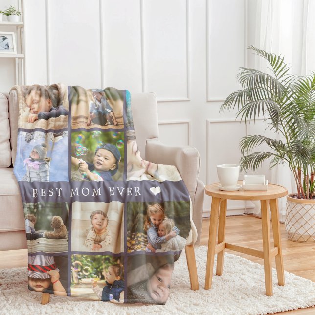 Manta Polar Día de la Madre de Collage de fotos Keepsake Best  (Keepsake Best Mom Ever Photo Collage Mothers Day Fleece Blanket)