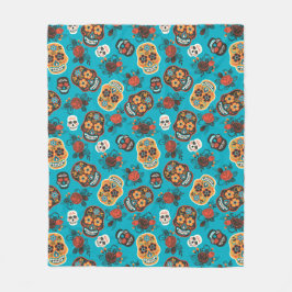 Manta Polar Día de las Cránulas Azucareras Muertas, verde azul