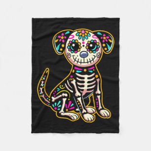 Manta Polar Día De Los Muertos Esqueleto Perro De Calavera De