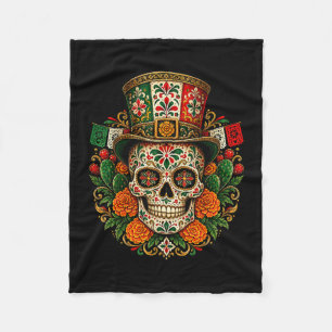 Manta Polar Día de los muertos estilo mexicano azúcar